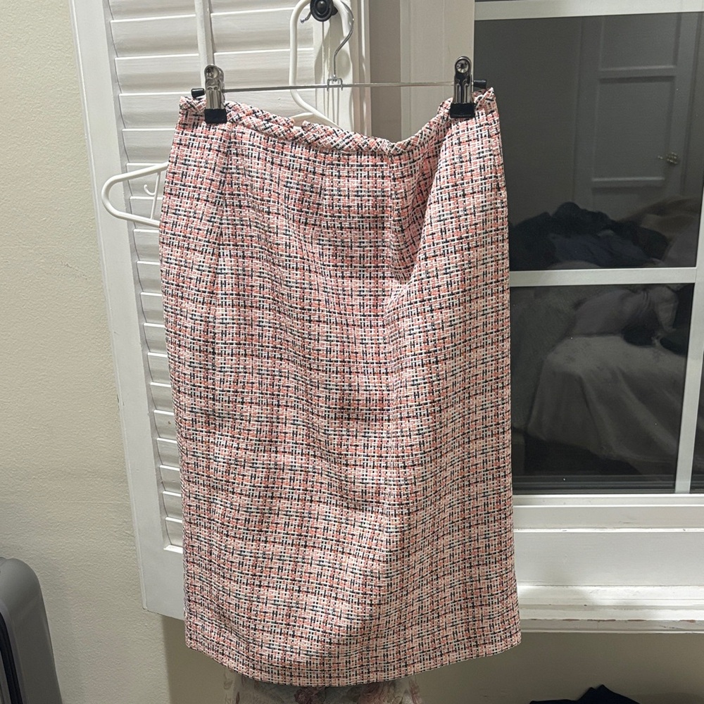 Ann Taylor Tweed Pencil Skirt - Pink and Black